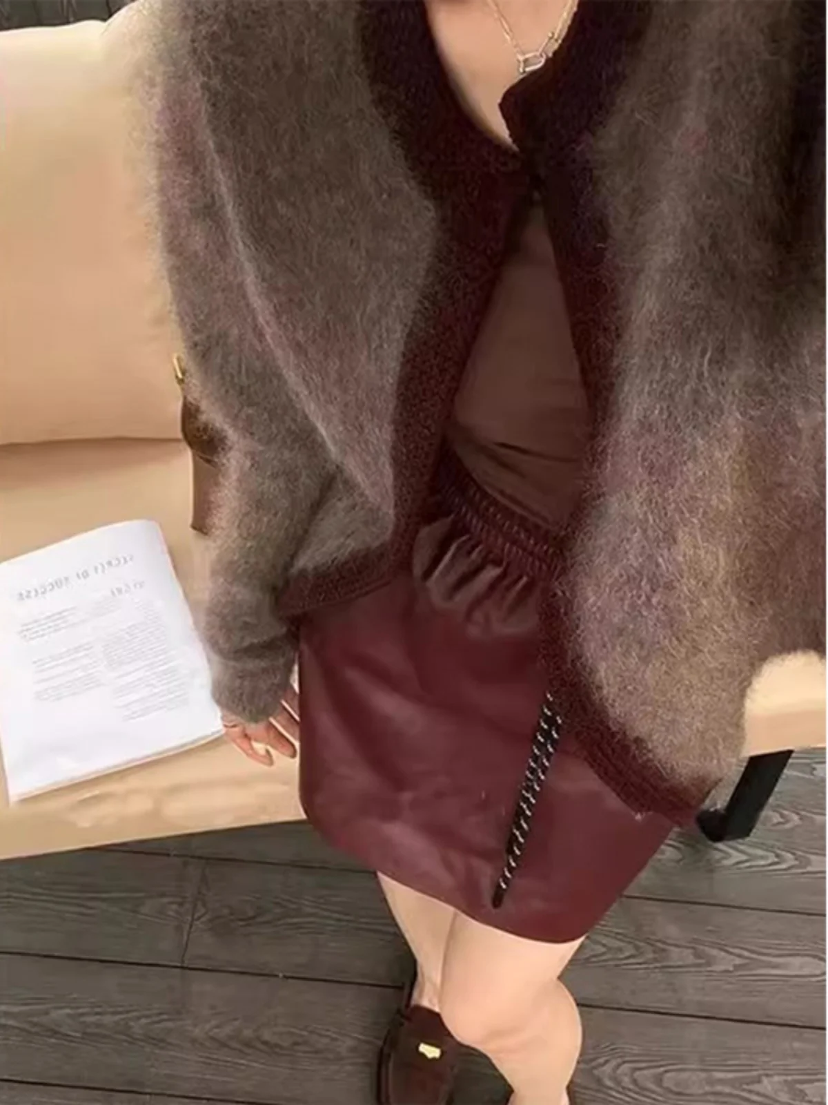 

Soft Cozy Camere Knitted Sweater Women's Spring Autumn New Year Color Blo Red Top Coat Sle Loose Fit Long Sve