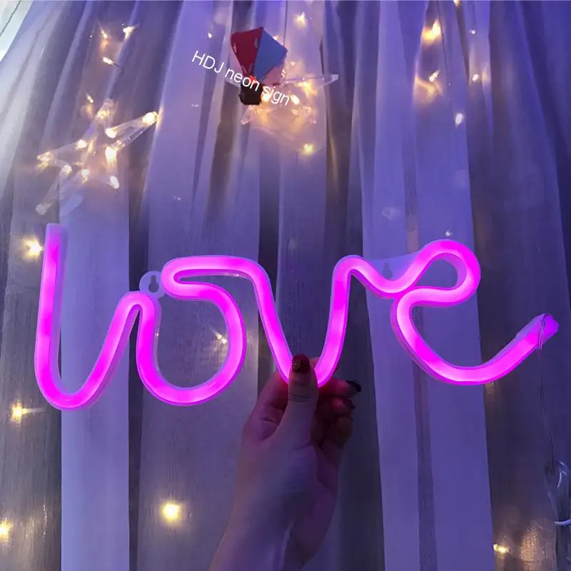 Heart Neon Sign USB LED Neon Desk Lights for Party Home Table Wall Girl's Room Decoration Neon Night Lights Lamps Birthday Gift