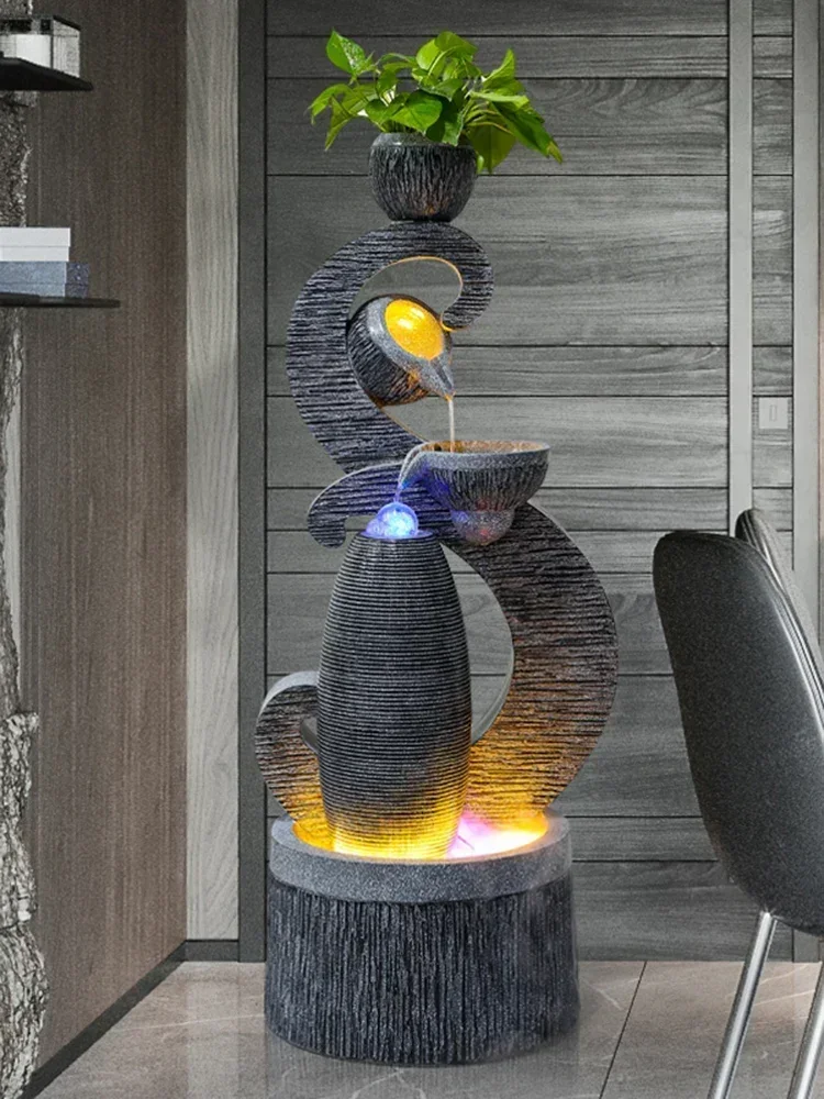 F Water Modern Minimalist Living Room Entrance Fortune Fountain Decoration Indoor Fengshui Ball Floor Landscape