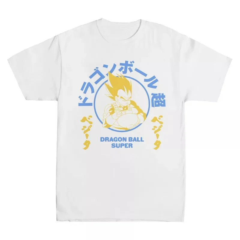 

Dragon Ball Super Yellow Vegeta Character Art Men's White T-shirt Fashion Trend Street Short Sleeve Women Summer Crew Neck Top