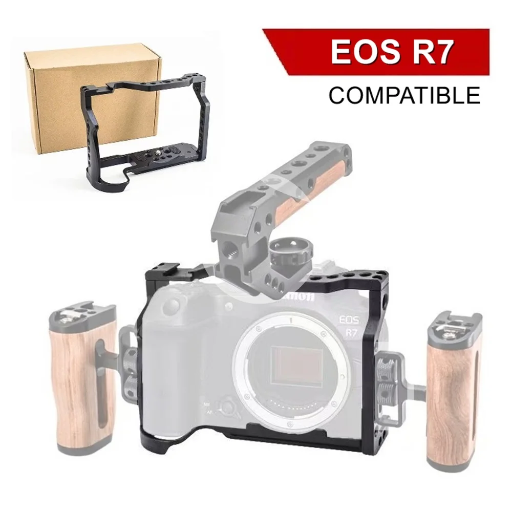 Kompatybilny z klatką aparatu Canon EOS R7 z mocowaniem typu cold shoe, otworami gwintowanymi 1/4'' i 3/8'' oraz płytą Arca-Swiss QR do statywu. — zdjęcie produktu 6