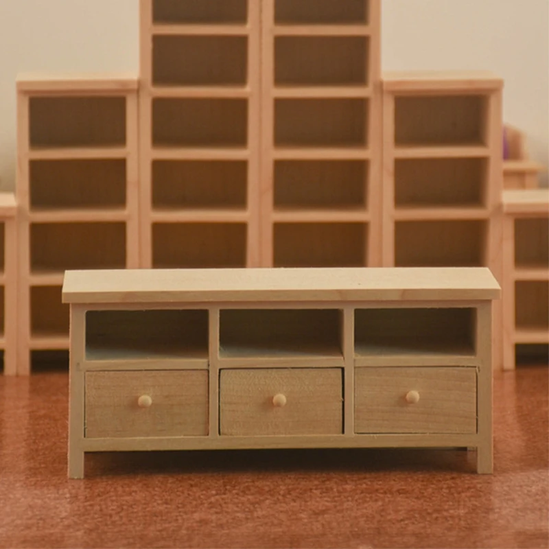 1/12 Dollhouse Miniature Furniture Wooden TV Cabinet Display Storage Cabinet For Dollhouse Decoration Accessories-Drop Ship