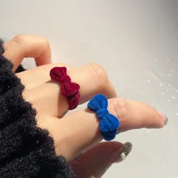 Trendy Vintage Flocking Rings for Women Bow Knot Velvet Winter Ring Girls Party Proposal Wedding Jewelry Christmas New Year Gift