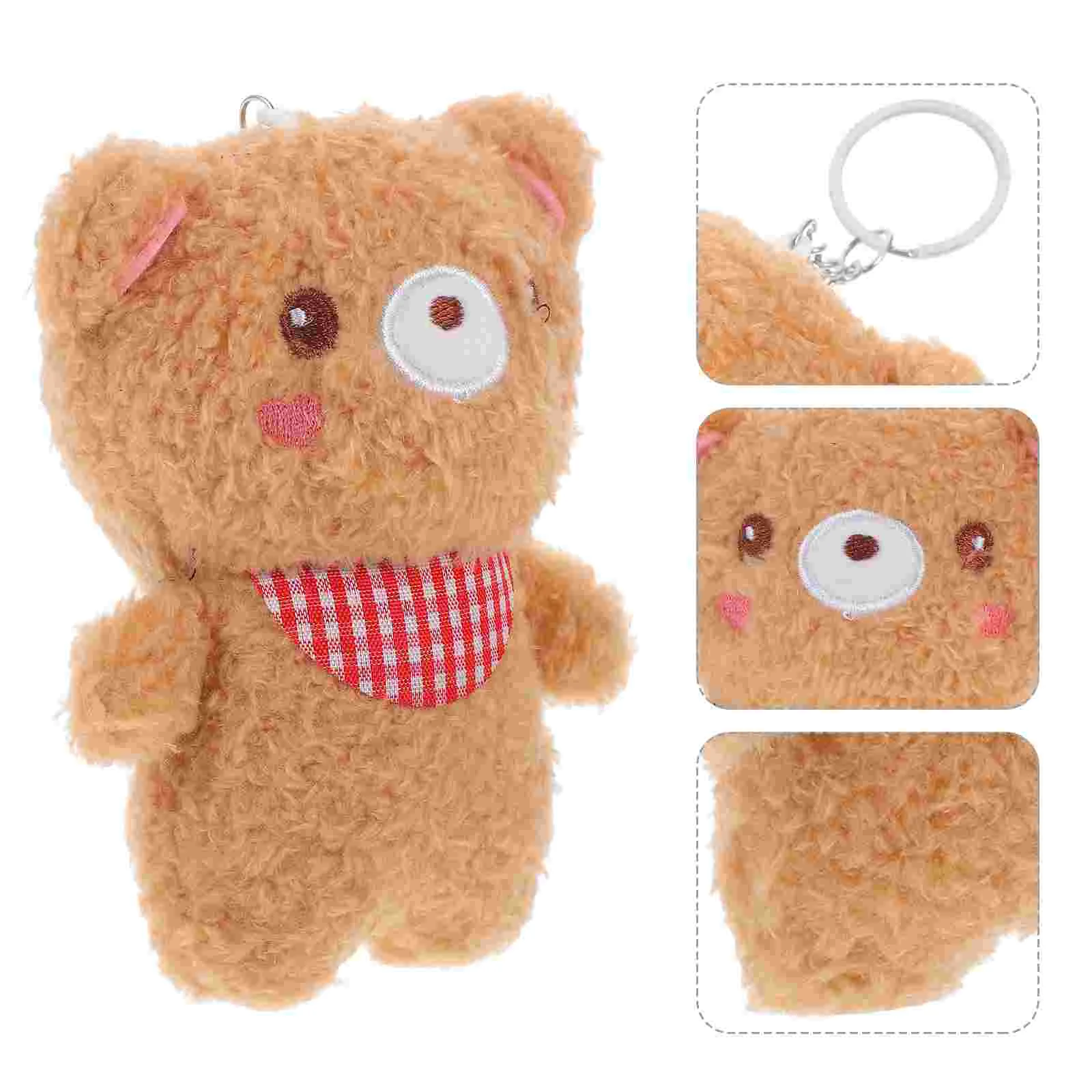

Брелок с мягкими животными, брелок для ключей с мультяшным медведем, милый плюшевый подвесной кулон с медведем, крошечный мягкий медведь