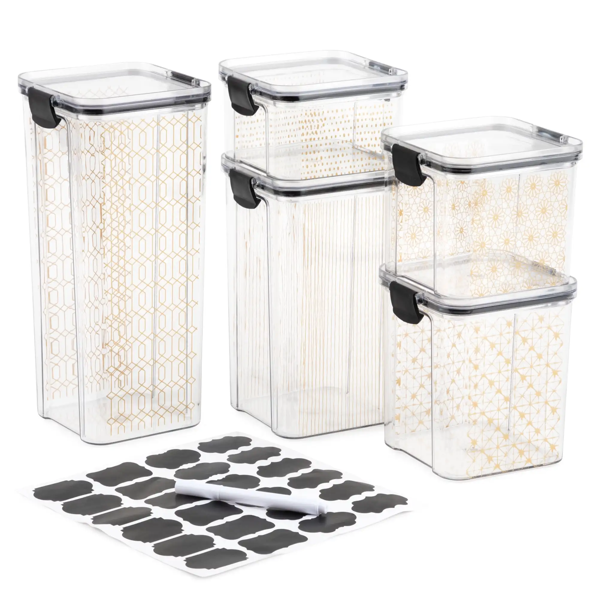 

Snap-Lock Food Storage Containers, Set of 5, 10 Pieces, Gold