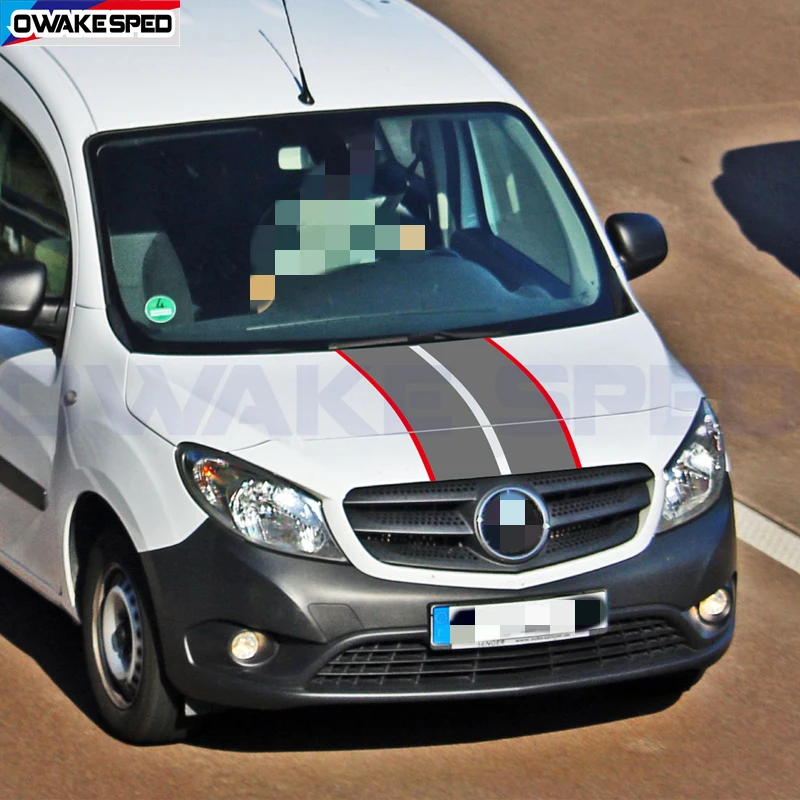Car Hood Engine Cover Sticker Racing Sport Stripes For Mercedes Benz V Class Citan Sprinter Viano VITO Camper Van DIY Decals