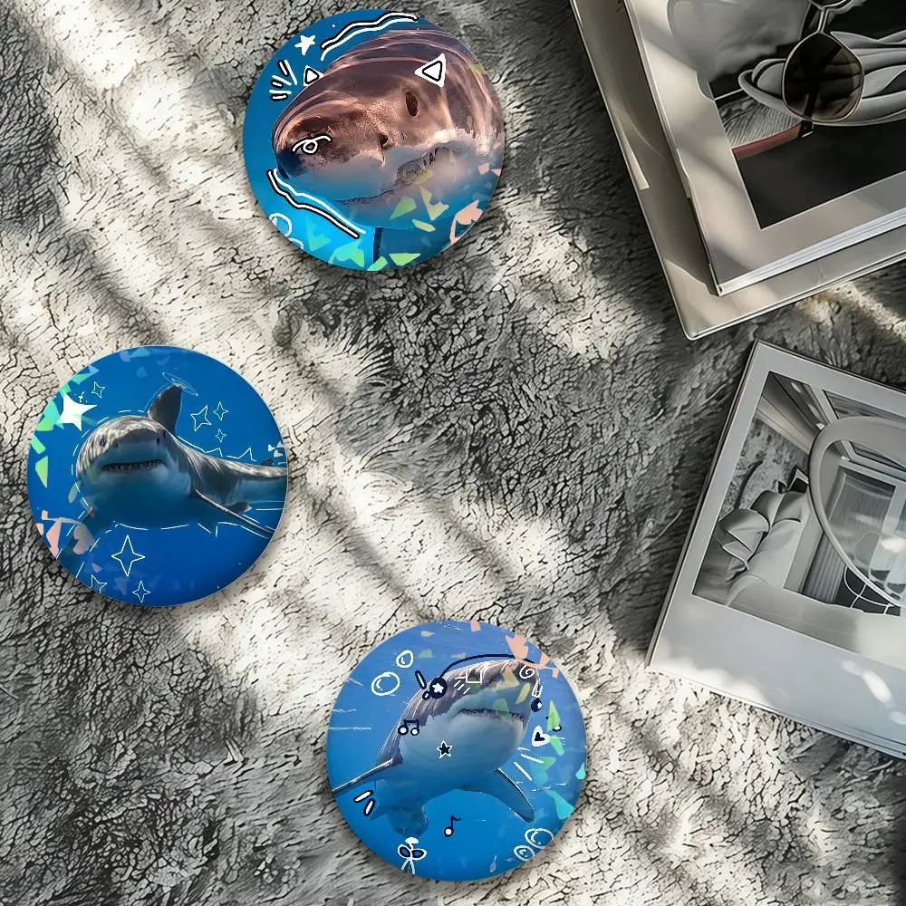Shark Exploring the Sea Laser Badge Creative Pins Brooch for Bag Clothes Hat Decor Gifts Fans Collect