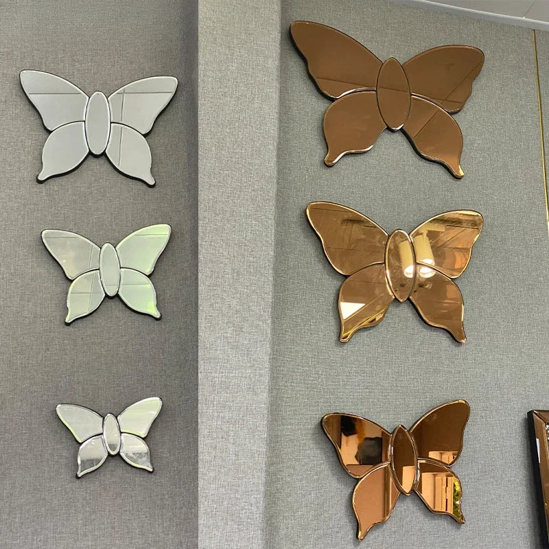 

-Modern Two Colors Silver Brown Mirrored Butterfly 3d Mirror Wall Art Home Decor Wall Frame In Living Room For WXM-1097