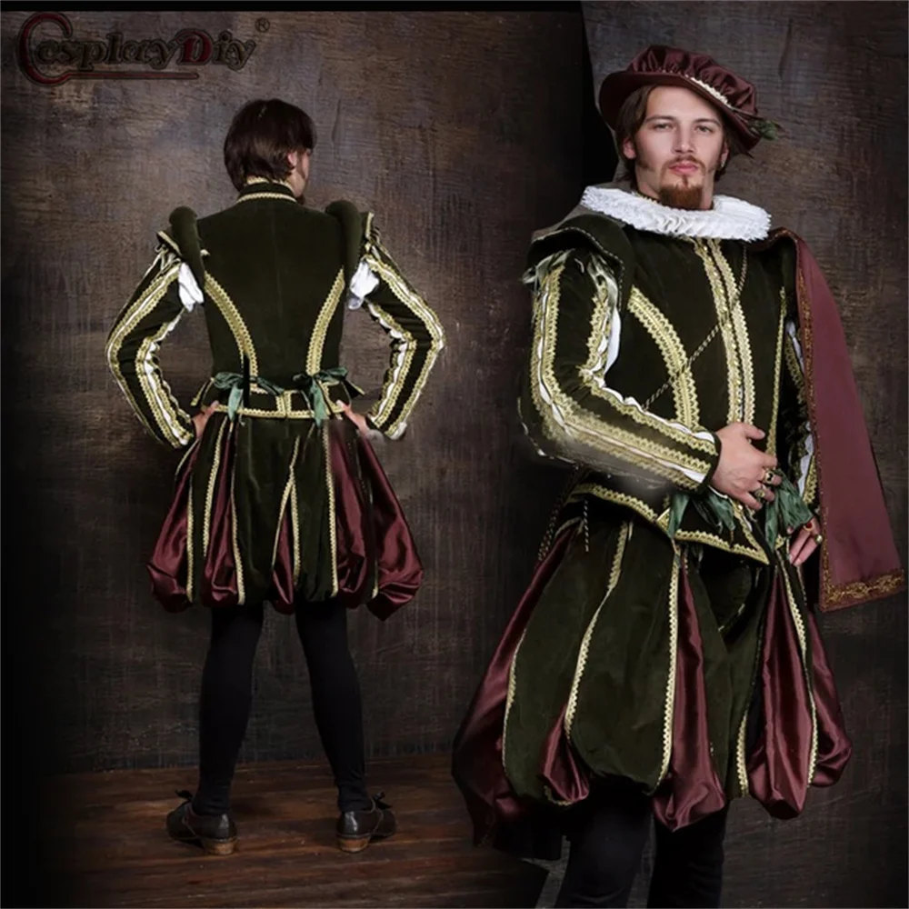 Men's Tudor Renaissance Medieval Tudor Elizabethan Cosplay Costume Victorian Noble Ball Gown Suit