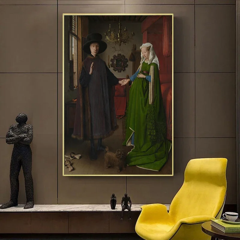 

Classic Oil Painting on Diamond Jan Van Eyck The Arnolfini Portrait Reproductions Posters and Prints Wall Art for Home Decor