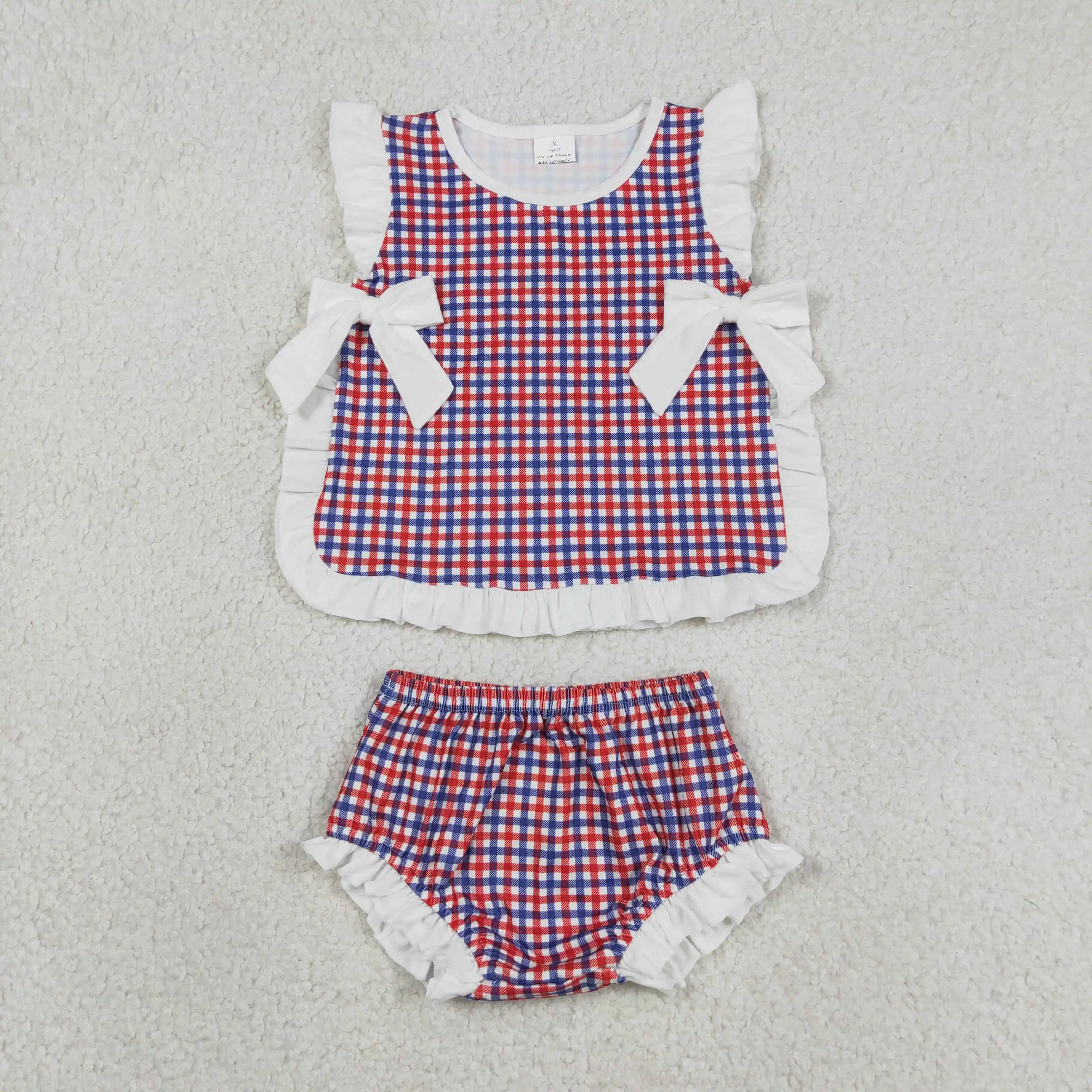 Baby Clothing Wholesale - Ensemble Tunique et Short à Carreaux