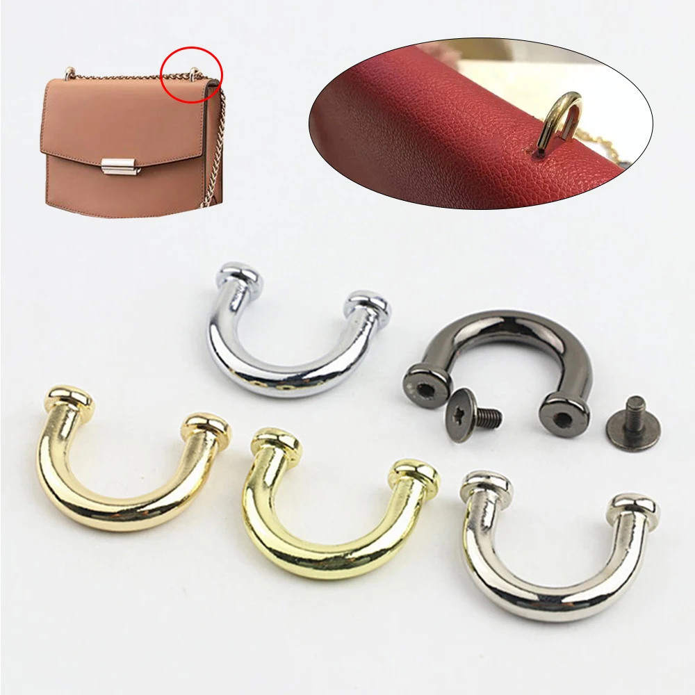 1pcs D Metal Ring Bag Side Anchor Hanger Clamps Hooks With Screws For Leather Craft Bag Strap Belt Handle Shoulder Webbing