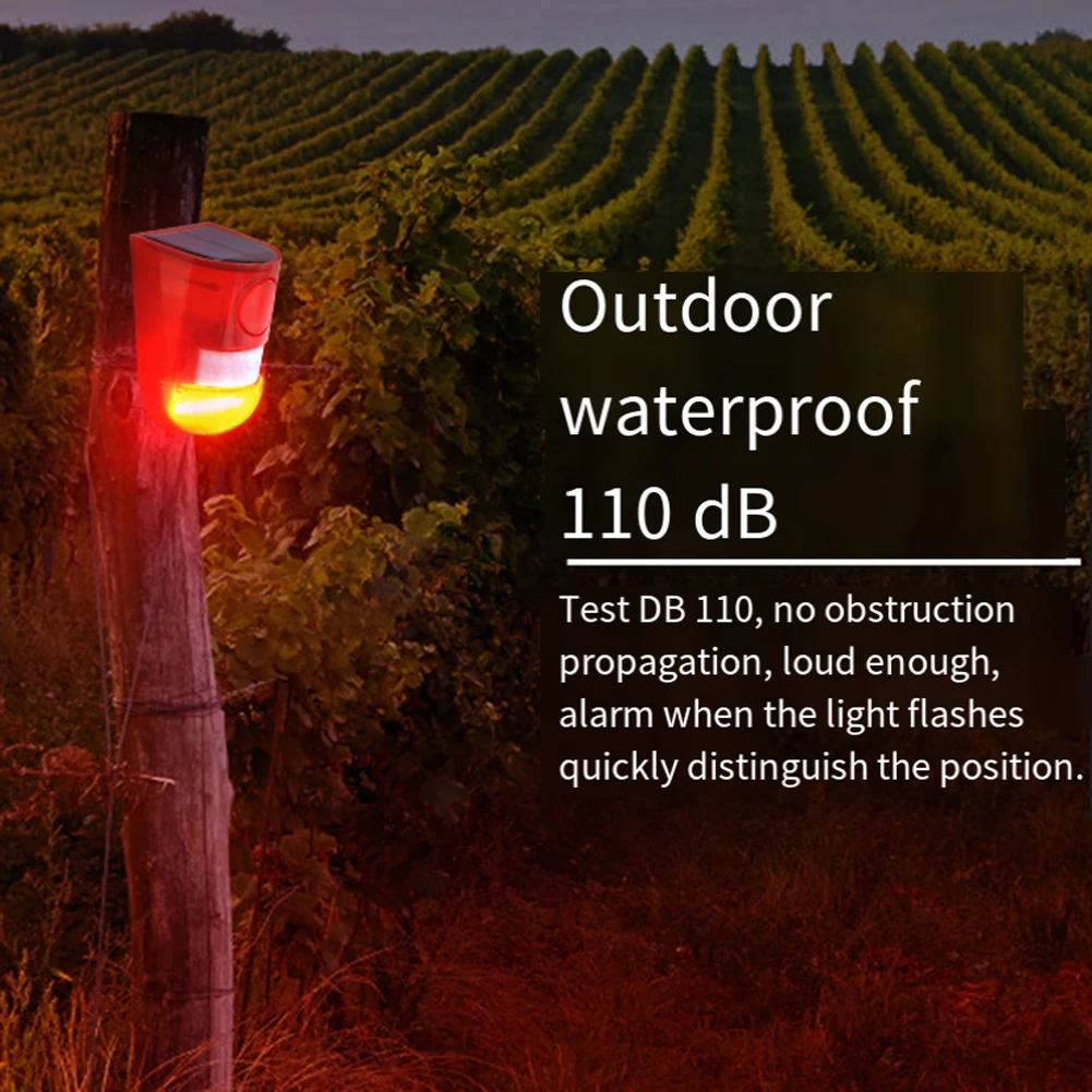 

Solar Strobe Light Alarm Waterproof Solar Infrared Motion Sensor Alarm Remote Control Multifunctional Portable For Home Outdoor