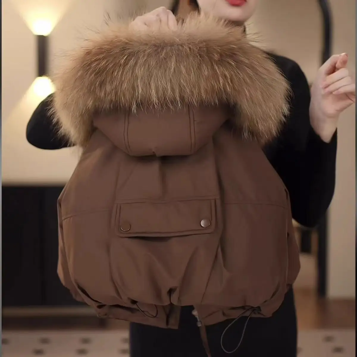 2025 Winter New Boys' and Girls' Detachable Cotton Liner Thickened Padded Jacket Large Fur Collar