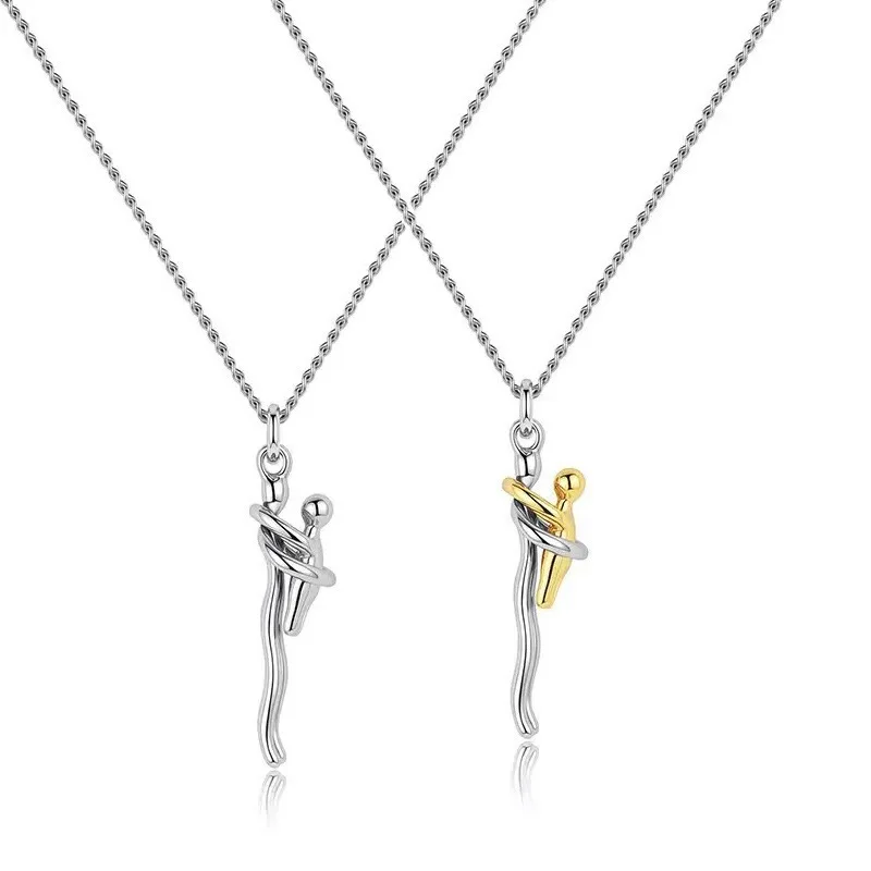 Mother Child Hug Pendant Necklace for Women Men Mother's Day Father's Day Valentine's Day Creative Charm Jewelry Gifts