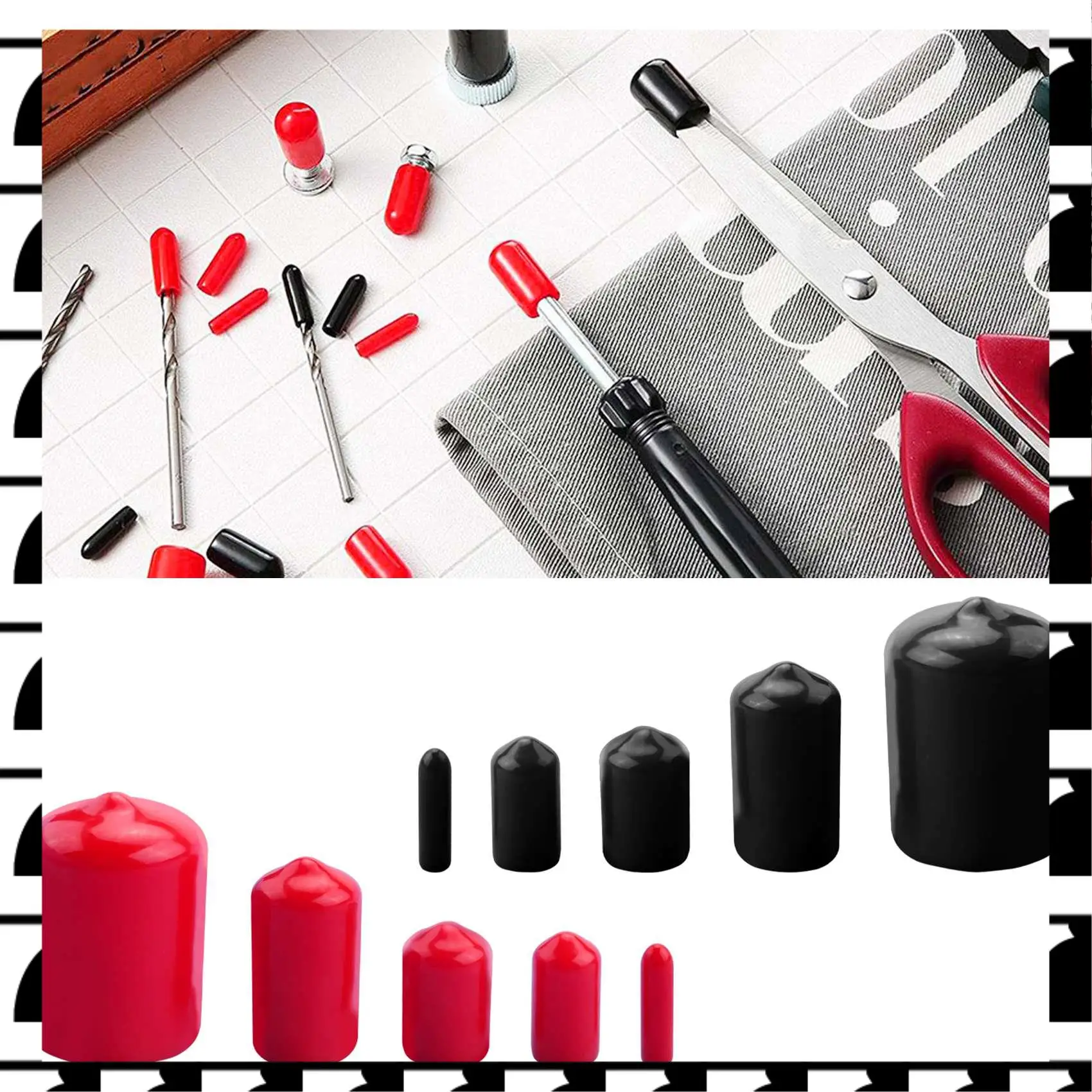 

A44U 156 Pieces Flexible End Caps Bolt Screw Rubber Thread Protector Cover In 9 Sizes Form 2/25 To 4/5 Inch (Black, Red)