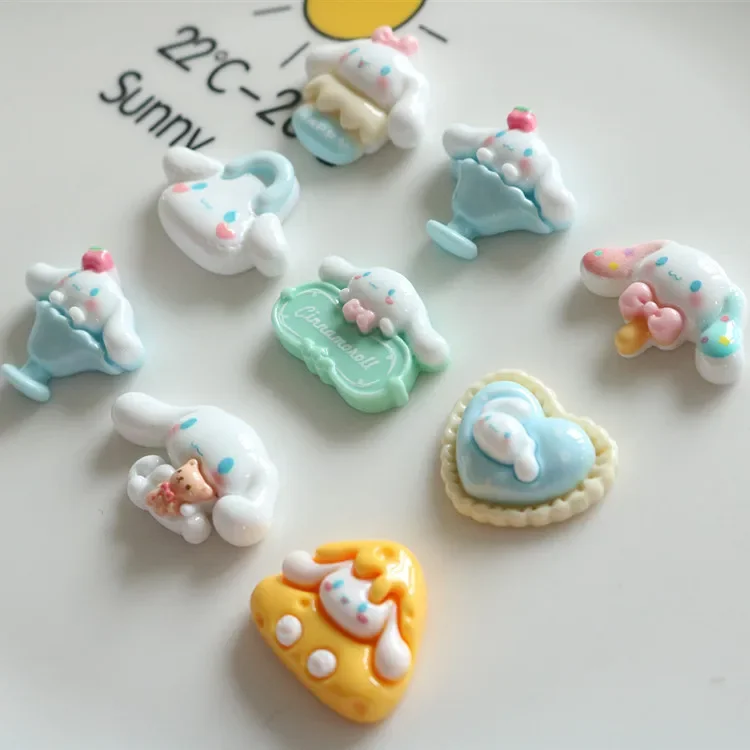 5pcs miniso series sanrio cinnamoroll cartoon resin flatback cabochons diy crafts materials jewelry making charms