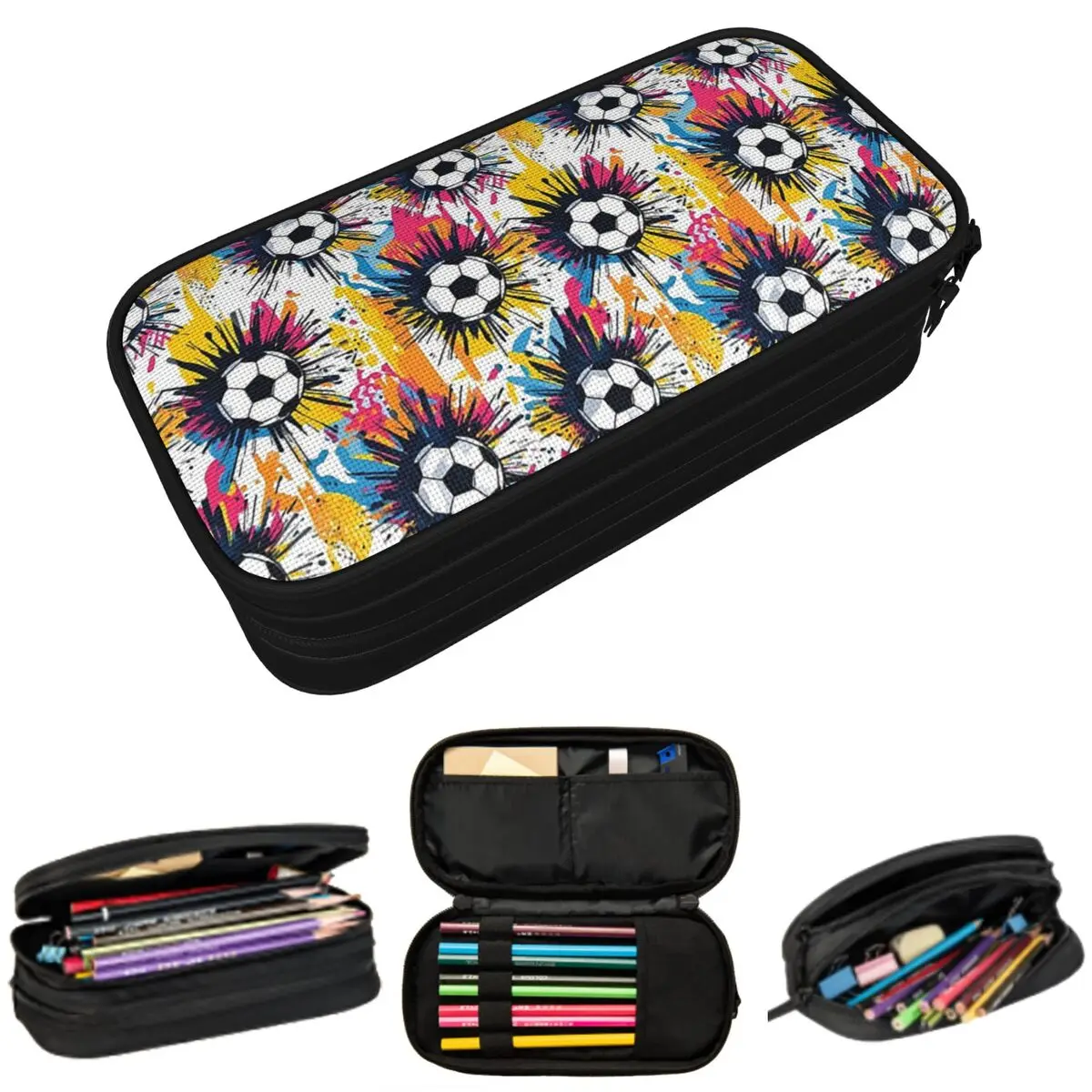 

Football Soccer Graffiti Pattern Pencil Case for Boys Girls School Pen Box Pencil Bag Stationery Supplies Pen Holder Bag