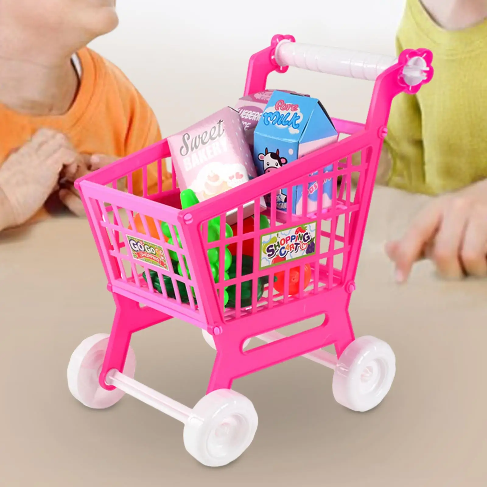 Kids Shopping Cart Trolley Set Kids Valentines Gifts Mini Supermarket Shopping Cart Model Realistic Grocery Shopping Cart