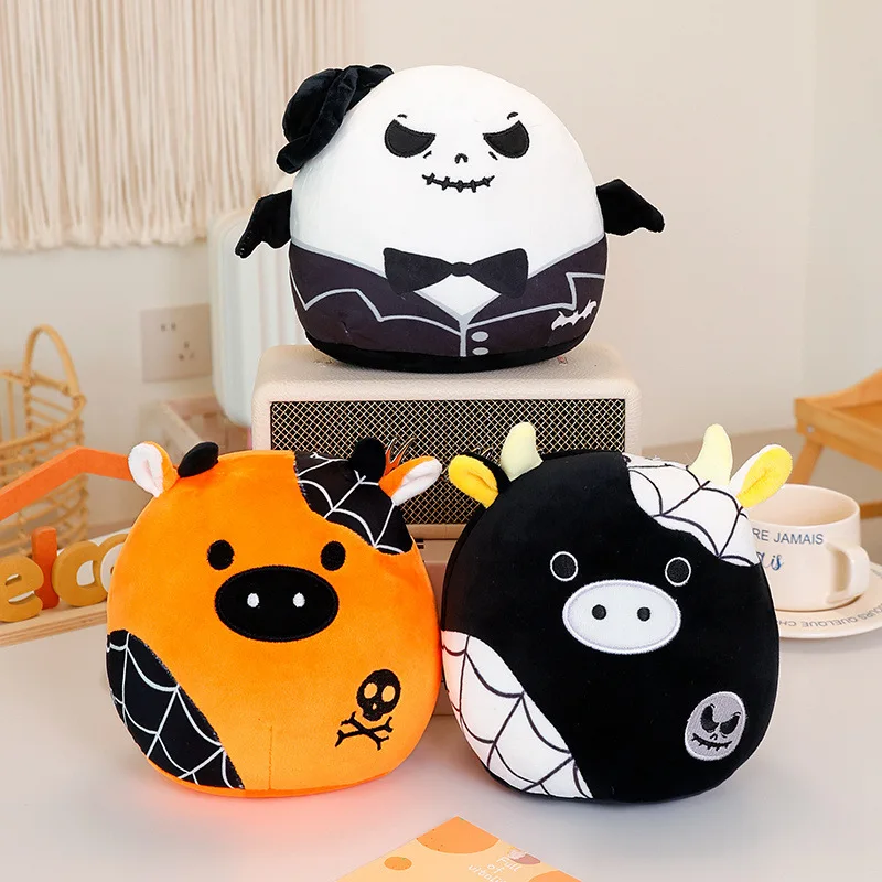 Halloween Pumpkin Pillow Cow Bat Ghost Skeleton Plush Toy for Kids Animal Doll Gift for Christmas Birthday