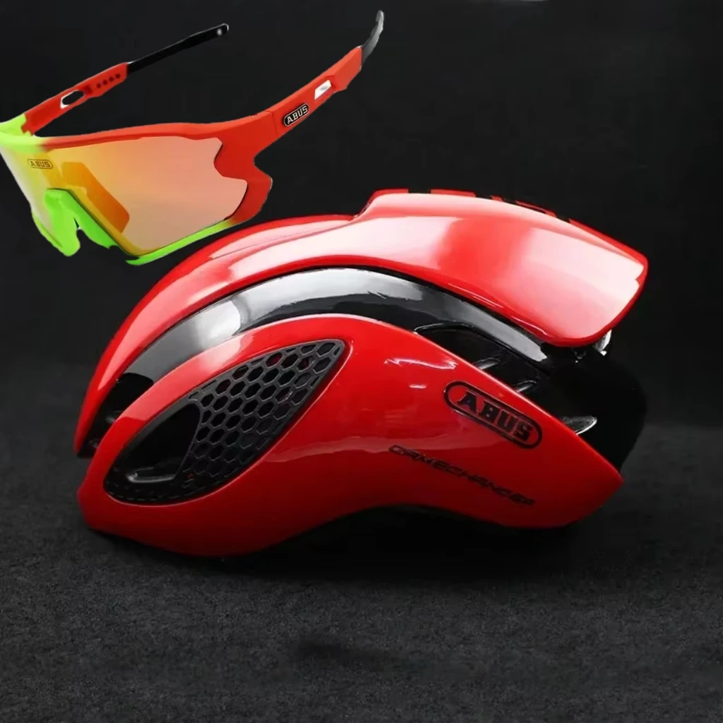 Casco de bicicleta ABUS, casco de montar en carretera transpirable multicolor y gafas de sol, equipo de equitación ventilado