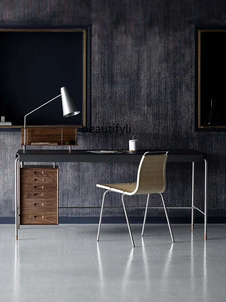 FMedieval style desk, stainless steel Bauhaus retro desk designer model