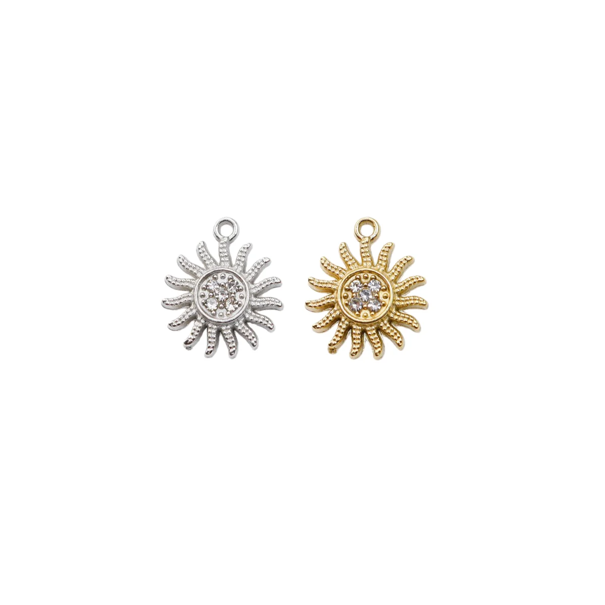 Wholesale 5pcs Casting Stainless Steel Pretty Sun Charms Jewelry Accessory DIY Necklace Earrings Vacuum PVD Plate Water Proof
