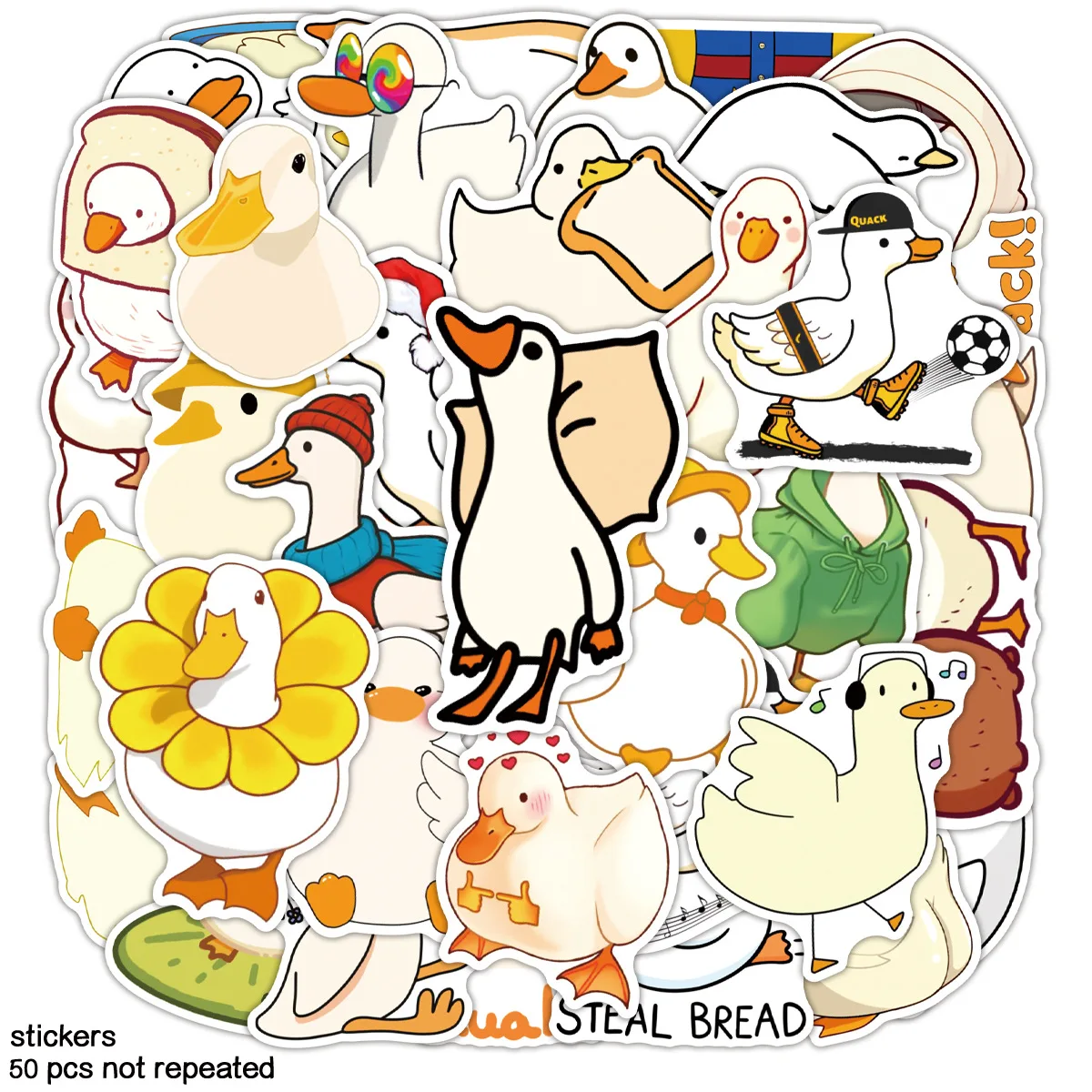 

50PCS New Cute Duck Graffiti Stickers Creative Animal Cartoon Decal Notebook Phone Guitar Skateboard Cup Fridge Classic Kid Toys