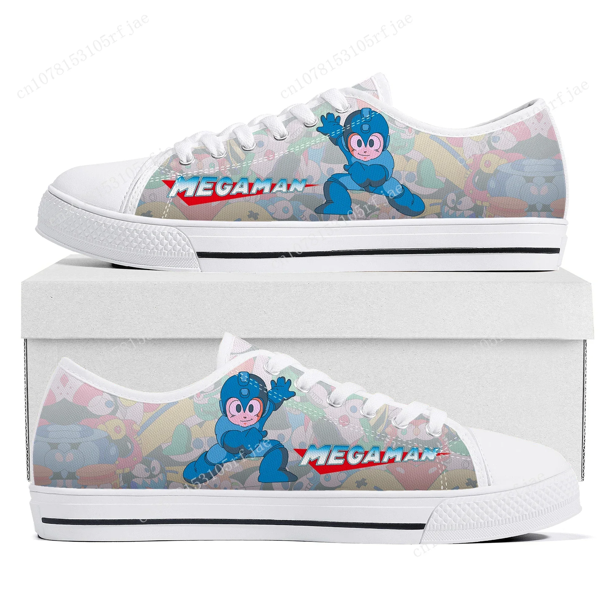 

Mega Man Megaman Custom Low Top Sneakers Cartoon Game Womens Mens Teenager High Quality Canvas Sneaker Couple Custom Built Shoes