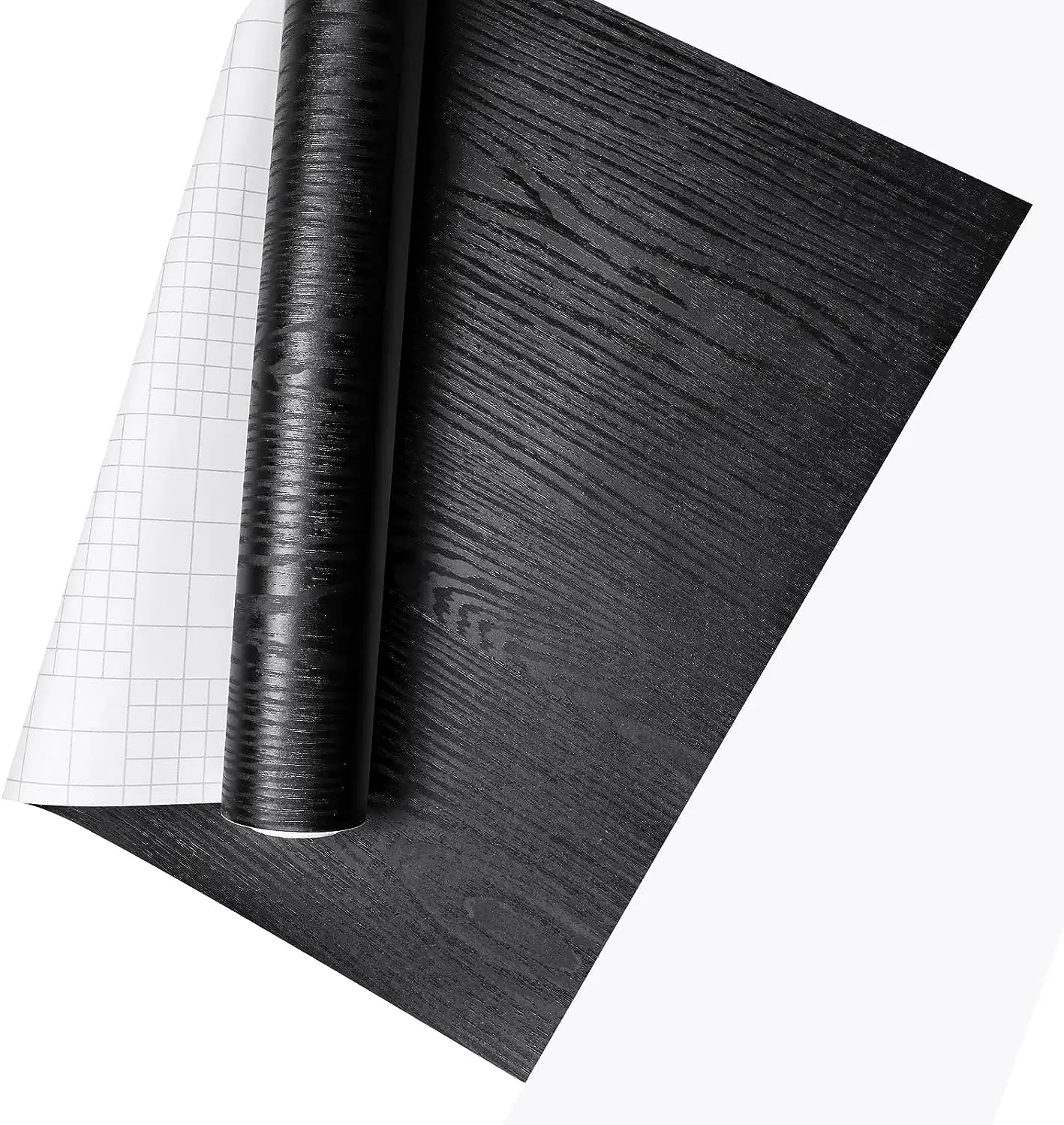 HTVRONT 0.3mX2m Black Wood Wallpaper Stick Black Countertop Contact Paper for Cabinets Removable for Shelves Bedroom Walls