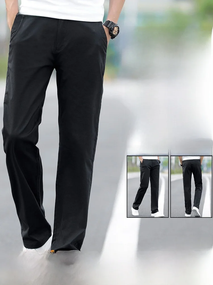 Fashionable Cotton Blend Men's Straight Leg Casual Pants Versatile Business Wear Snow mid Fly 2026 Summer New Arrival