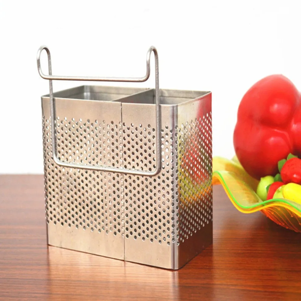 With Hooks Chopsticks Fork Spoon Holder Stainless Steel Chopstick Holder Cookware Rack Organizer Cutlery Dryer Drainer Shelf