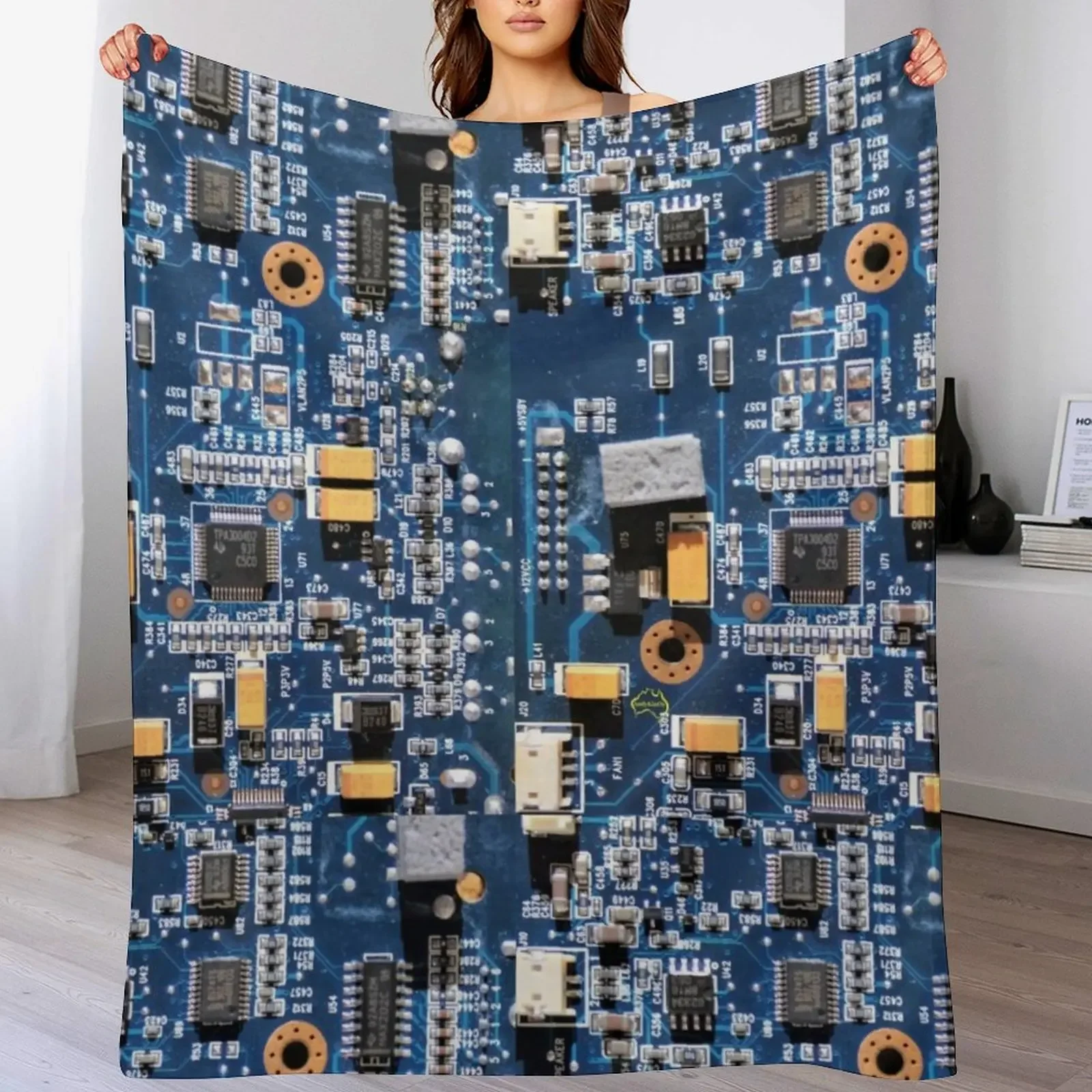 

Blue Circuit Board Throw Blanket Thins funny gift Designers Kid'S Blankets