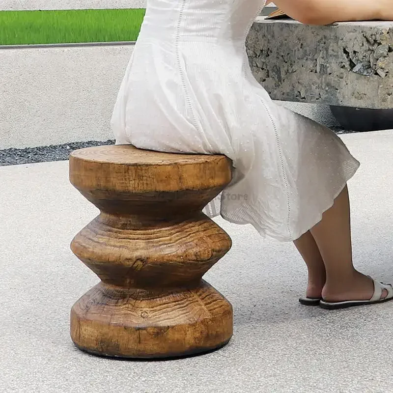 Small Stool Outdoor Courtyard Outdoor Garden Anti-corrosion Imitation Wood Wedding Arrangement Sitting Chair Balcony Strong Low