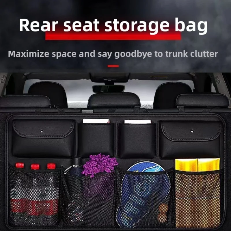 

Car trunk storage bag leatherSUVSeat back storage bag, rear seat organizer, car hanging storage