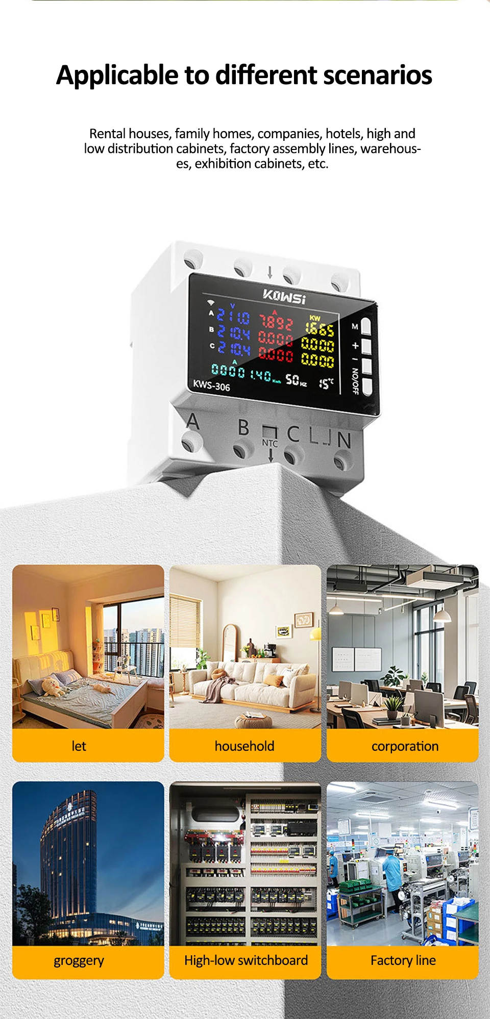 TUYA Wifi Power Energy Meter AC Monitor AC 85-290V 80A 3 Phase 4-draht DIN Schiene über Unter Spannung Schutz Strom Meter – Detail 9
