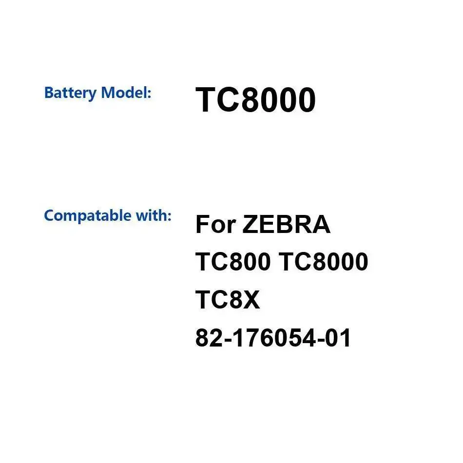 

TC8000 For Zebra TC800 TC8X 82-176054-01 Fast Charging Mobile Data Terminal Battery 6700Mah