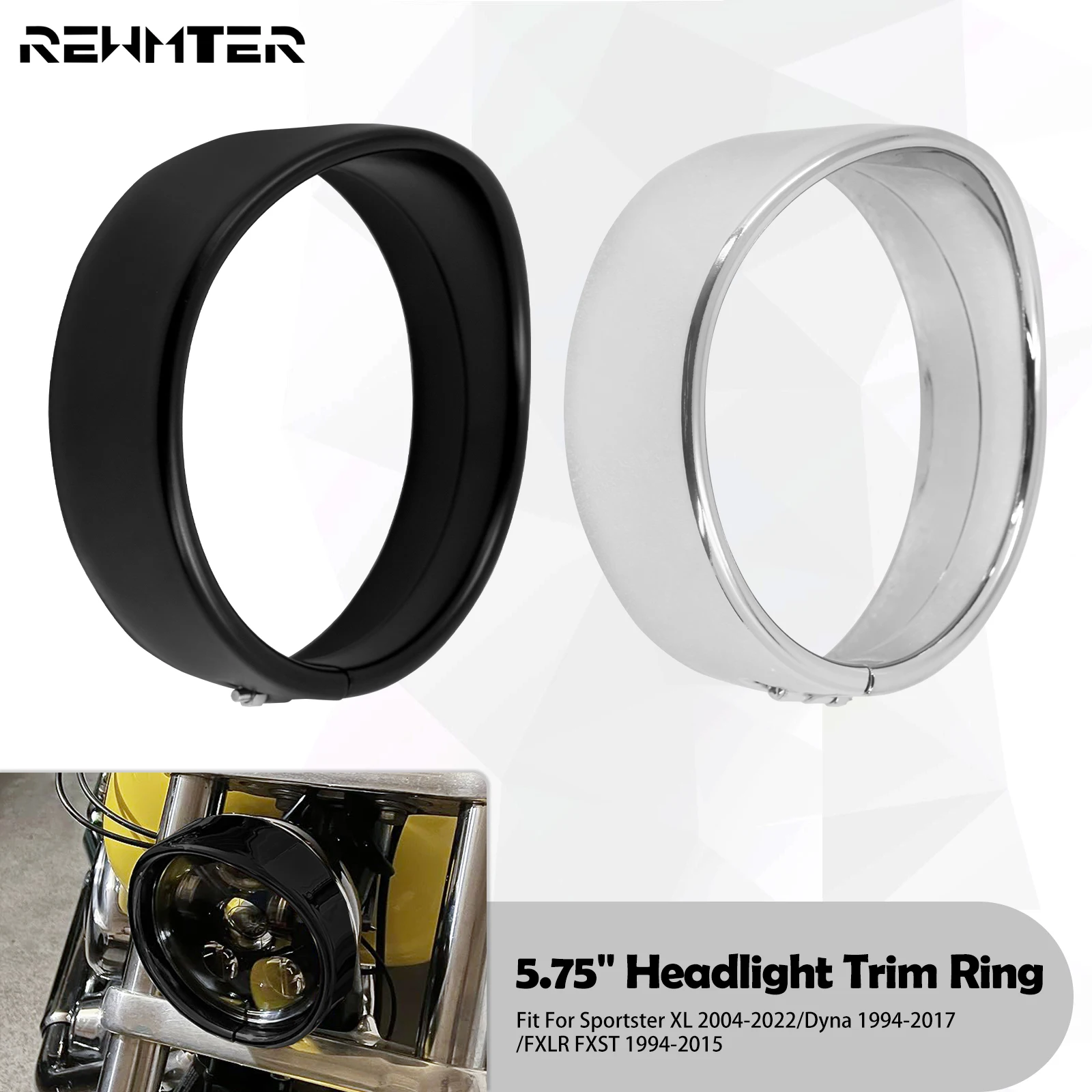 

Motorcycle 5.75'' Headlight Trim Ring Bezel Visor Lamp Cover For Harley Sportster XL 883 1200 04-22 Dyna FXDWG Softail FXLR FXSB