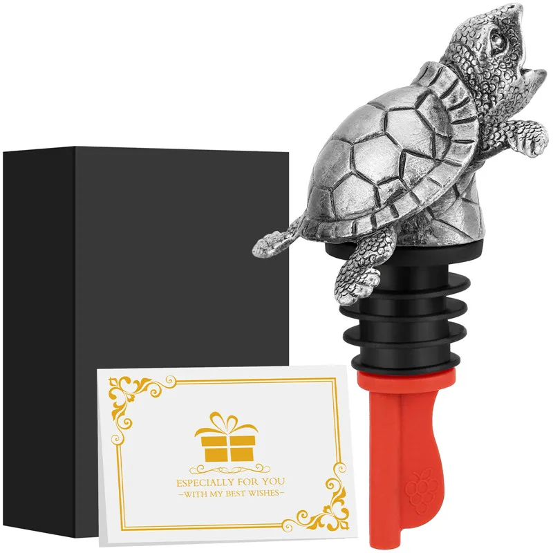 2-In-1 Sea Turtle Wine Bottle Pourer and Stopper Wine Champagne Beer Saver Accessory Barware for Club Weeding Party Set