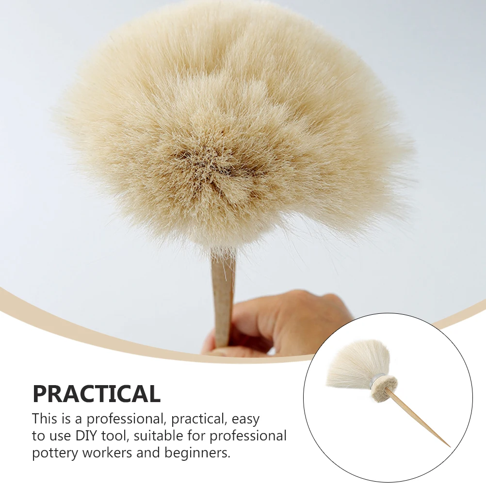 

1Pcs Pottery Clay Pen Brush Large Head Bamboo Handle Soft Wool Cleaning Brush Clay Sculpture Carving Pottery Modeling Tool