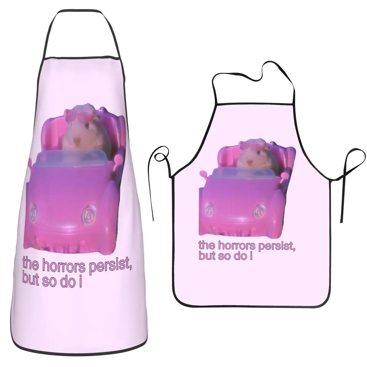 The Horrors Persist, But So Do I Hamster Meme Aprons Chef Cooking Tablier Sleeveless Bib Kitchen Cleaning Pinafore for Women Men