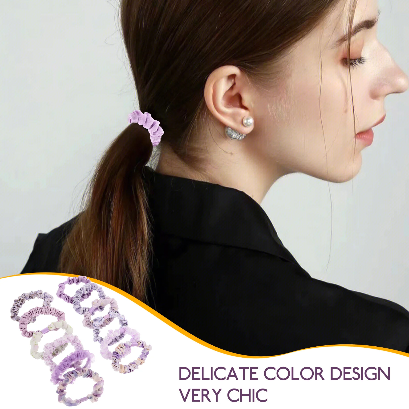 

12pcs Elastic Scrunchies Chic Floral Style Soft Bands For Women Cute Ponytail Holders Lightweight Hair Ties Bulk Fashion
