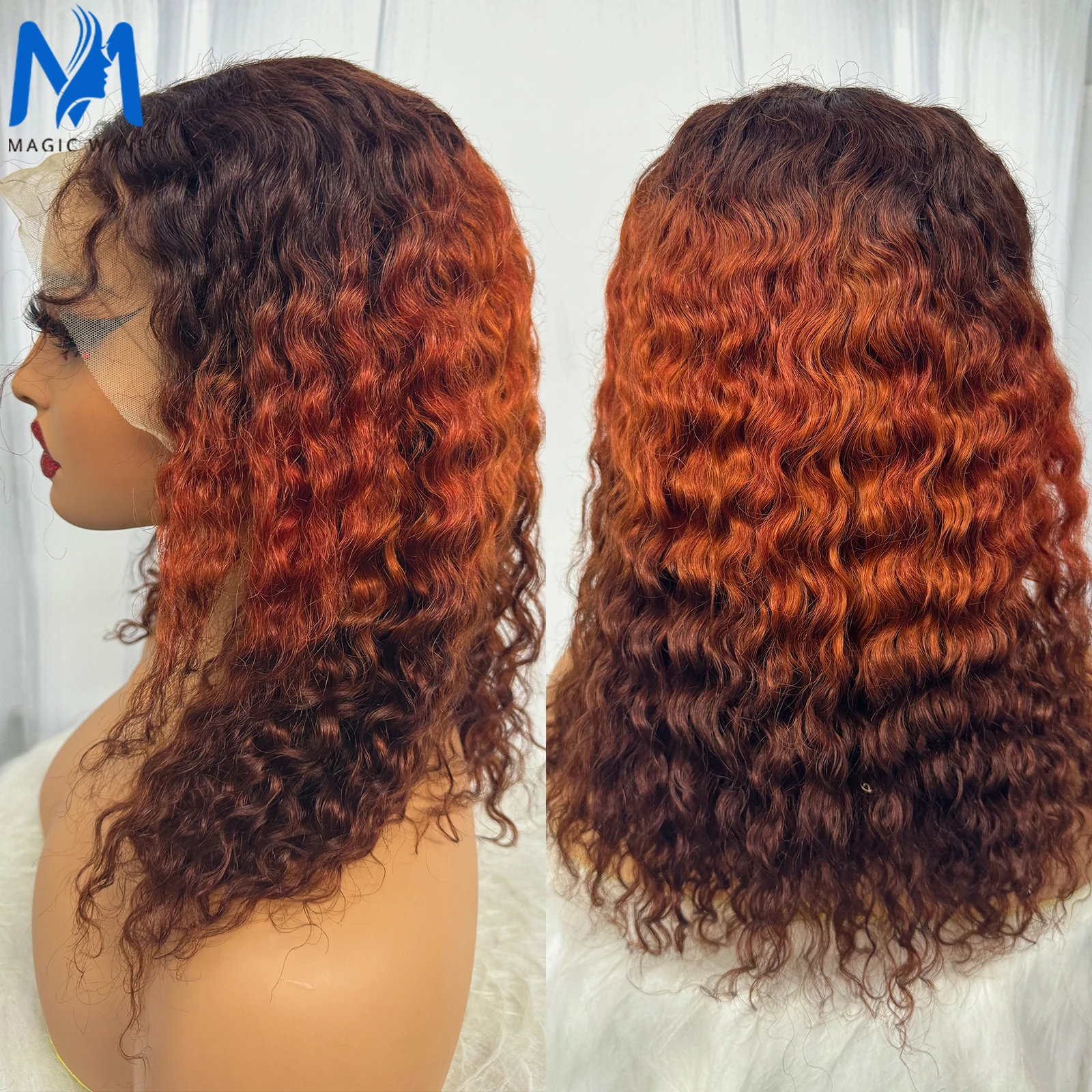 Peruca Onda de Água para Mulheres, Perucas Lace Front, Densidade 200%, Cabelo Humano com Cabelo de Bebê, 4 27, 13x4, 10-16 in