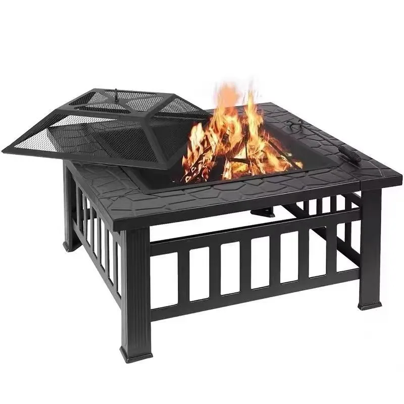Garden Fireplace Coffee Brewing  Portable Wood-burning Table  Suitable for Patios and Parties  Includes Protective Cover BBQ