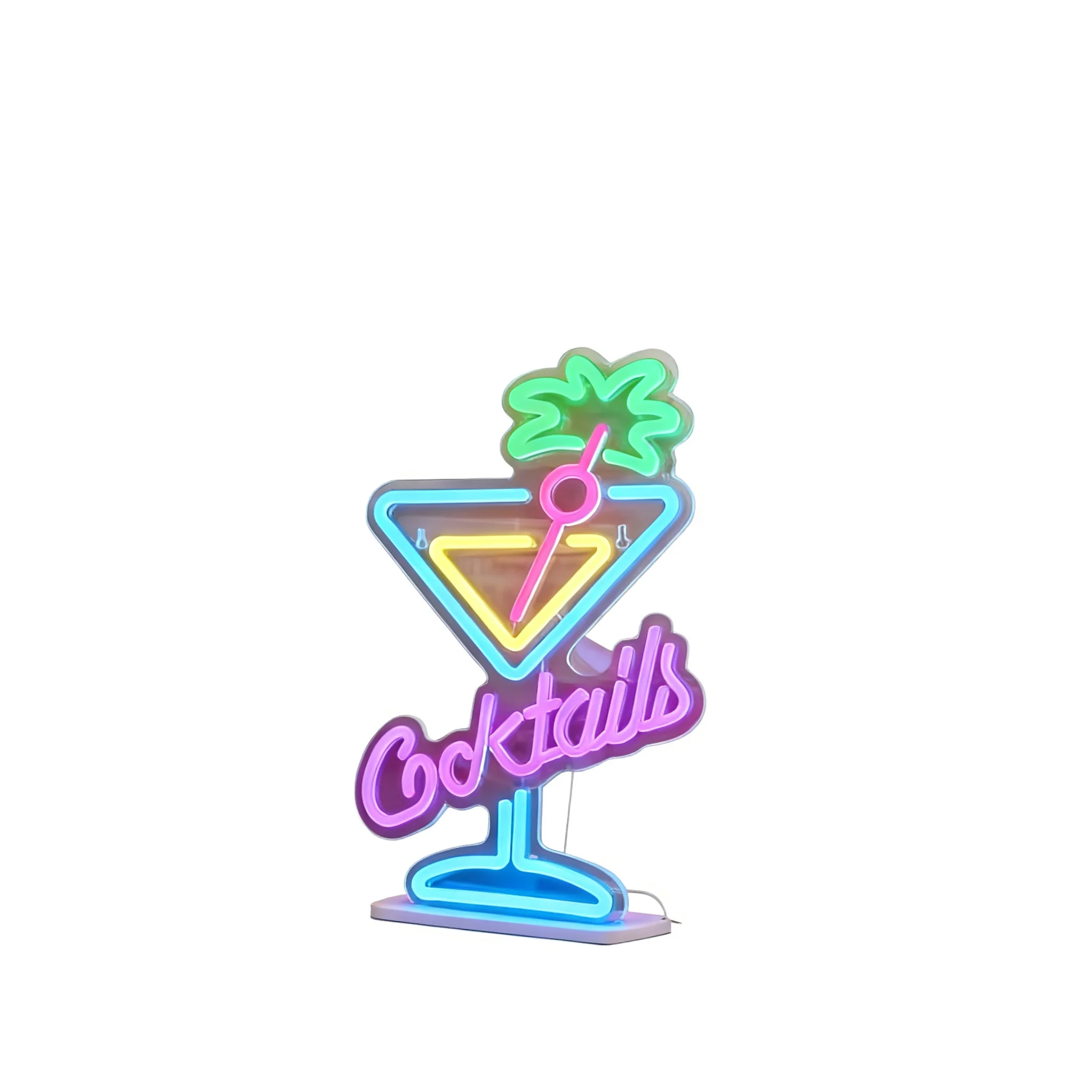 Indoor Neon Sign Led Neon Light Bar Sign Cocktail Glass Light Glowing Wine Glass Eye Catching