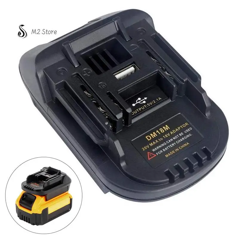 1PC Upgrade Replacement DCB200 USB Battery Adapter For 20V DEWALT Milwaukee M18 Convert To Makita 18V