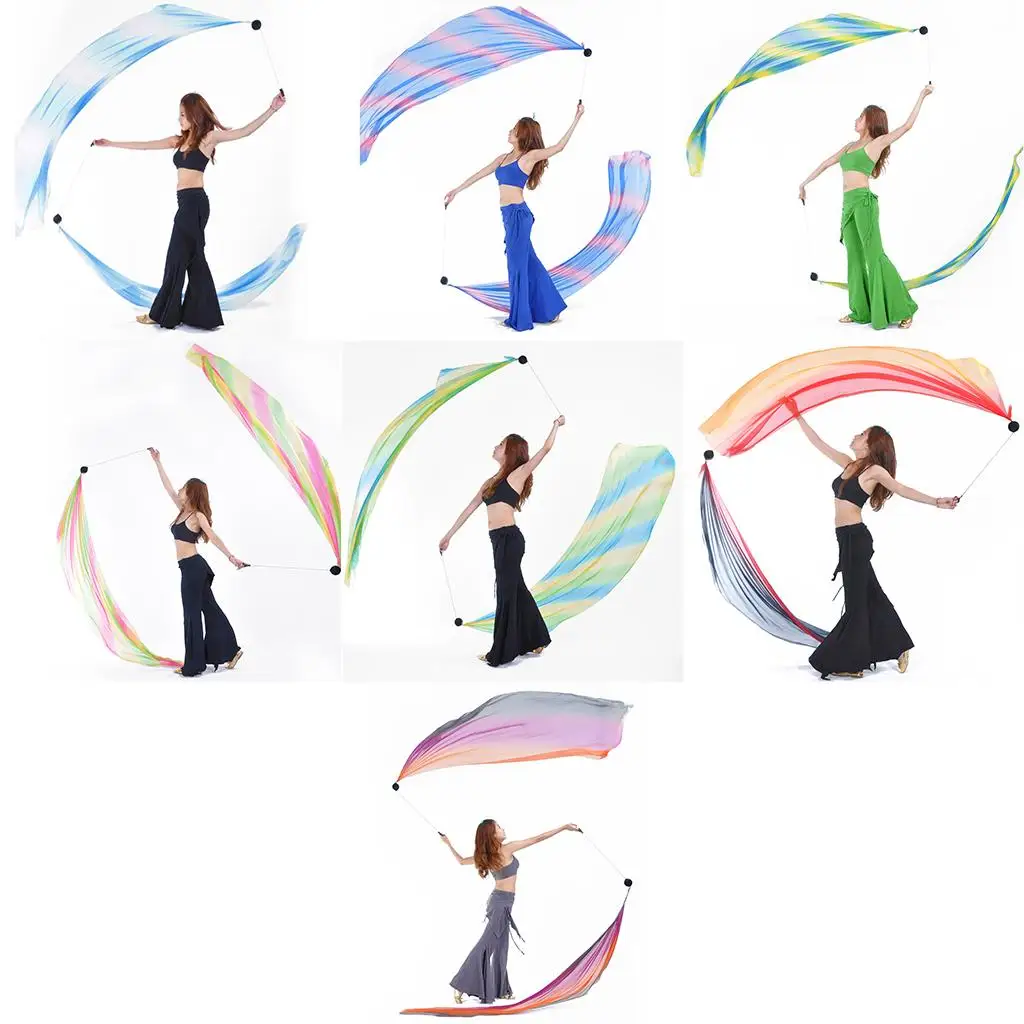 Belly Dance Silk Poi Balls - Silk Streamer Scarf for Dancing Performance -