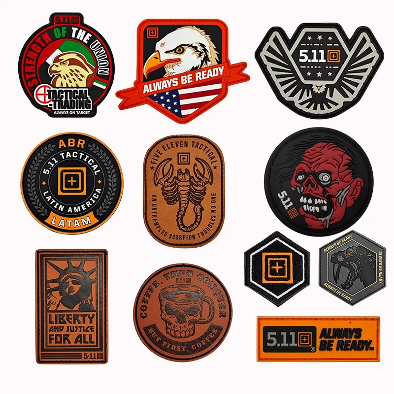 PVC 511 Outdoor Embroidery Hook&Loop Patches Scorpion Tactical Backpack Stickers Eagle Morale Badge IR Reflective Clothes Patch