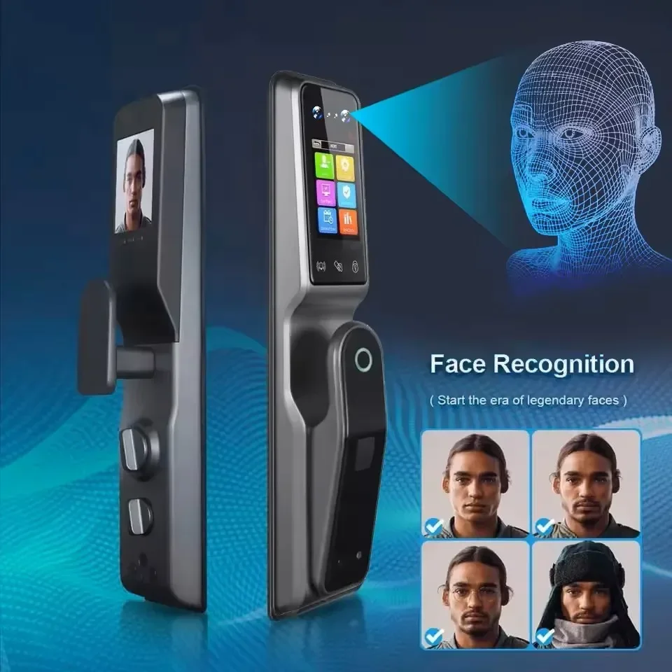 WIFI สมาร์ทล็อค 3D Face ลายนิ้วมือและการจดจําลายนิ้วมือล็อคประตูอัจฉริยะสําหรับบ้านอัจฉริยะ