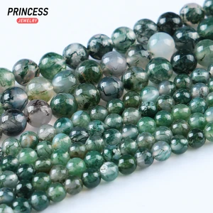 Natural Indian Moos Achate Onyx Loose Accounts zur Herstellung von Schmuck, Armbändern, Ohrringen, Halskette, DIY, A +++, 4 mm, 6 mm, 8 mm, 10 mm Zubehör 8 Hauptverkäufe Indigene Perlen Halskette - №6